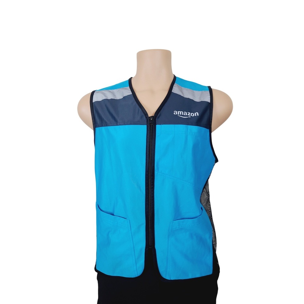 Amazon‎ breathable mesh sides Work Vest, Zip-up front, Men's Size M/L Blue